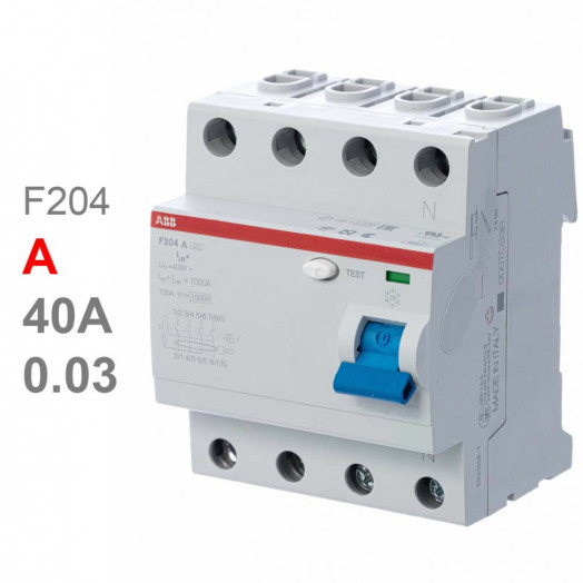 УЗО ABB F204 A-40/0.03 40А 30mA (А) 2CSF204101R1400